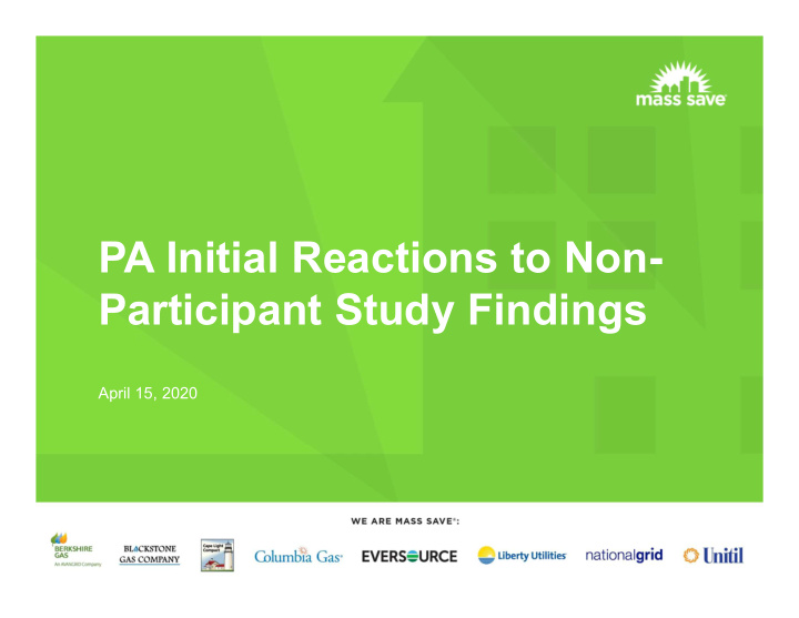 pa initial reactions to non participant study findings