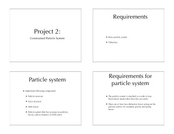 Project 2:  Basic particle system  Constrained Particle System  Tinkertoys  Requirements for