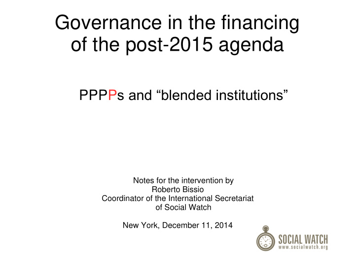 governance in the financing
