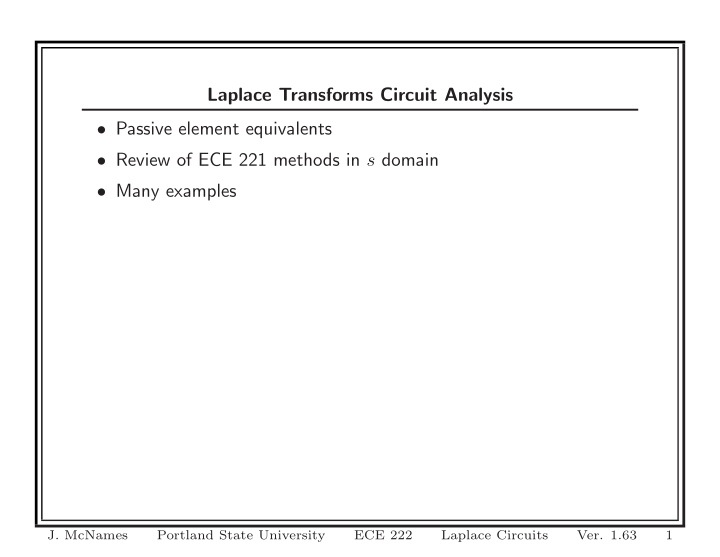 laplace transforms circuit analysis passive element