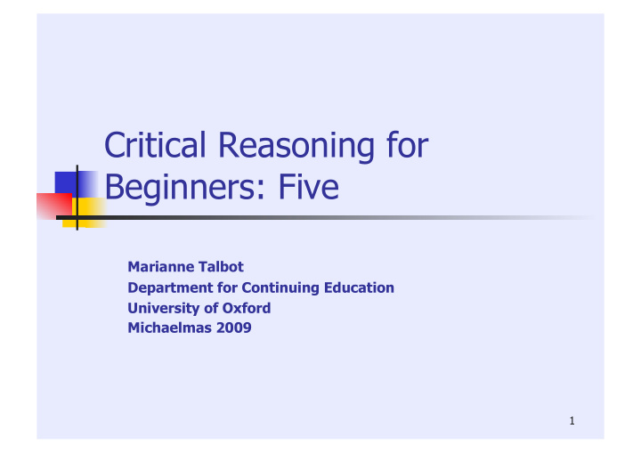 critical reasoning for beginners five