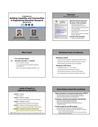 Introduce yourself (&lt; 1 minute)   Deepening understanding of engineering education