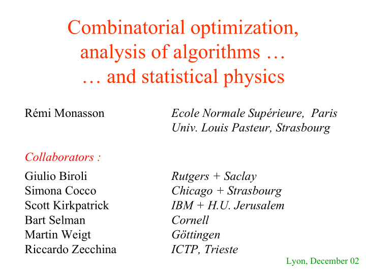 combinatorial optimization analysis of algorithms and