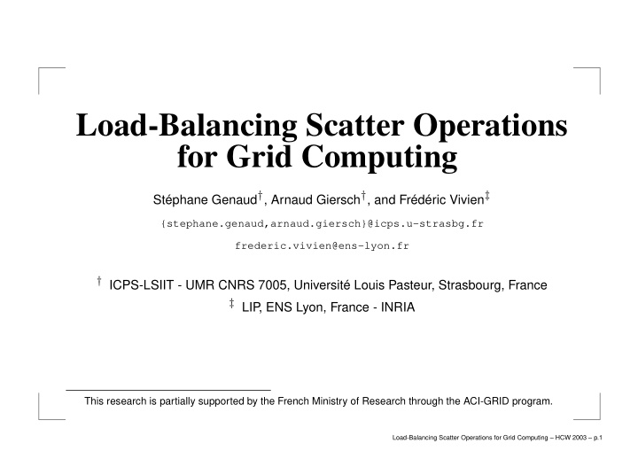 load balancing scatter operations for grid computing