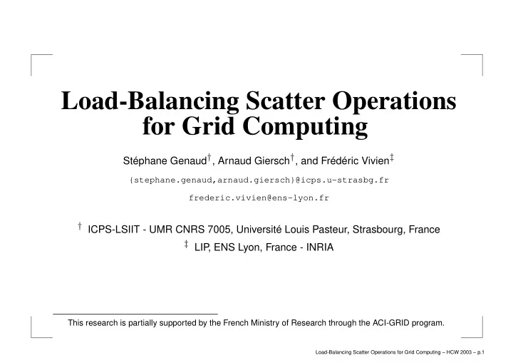 load balancing scatter operations for grid computing