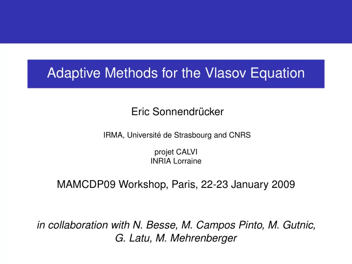 adaptive methods for the vlasov equation