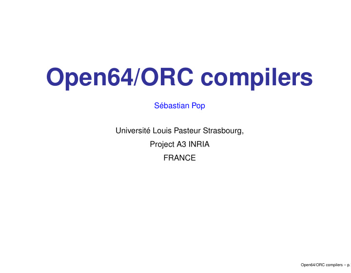 open64 orc compilers
