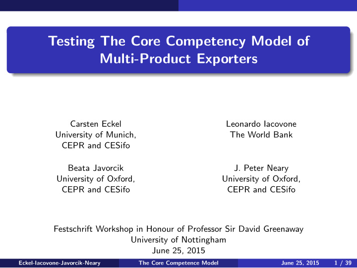 testing the core competency model of multi product