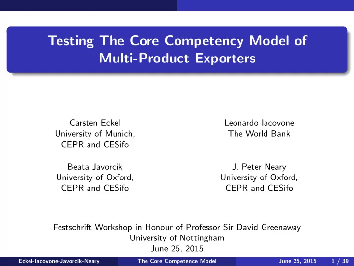 testing the core competency model of multi product