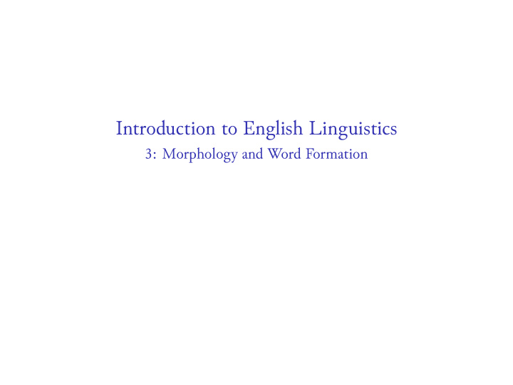 introduction to english linguistics