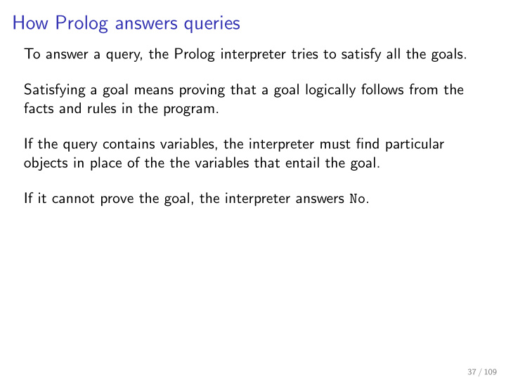 how prolog answers queries
