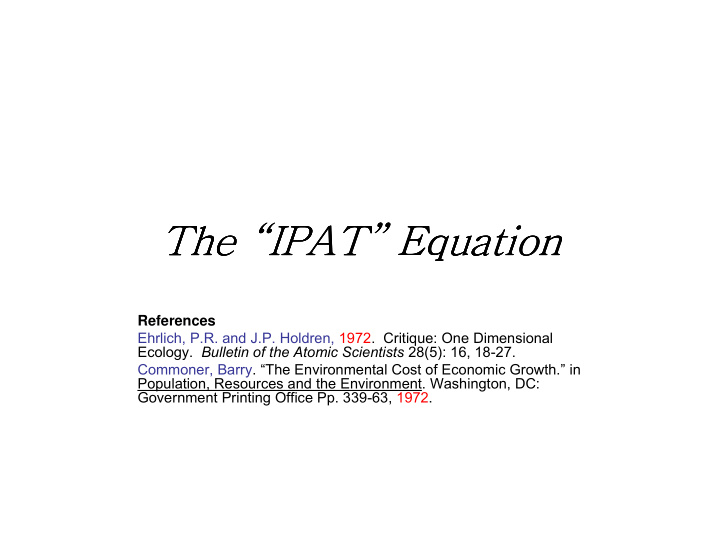 the ipat equation the ipat equation the ipat equation the