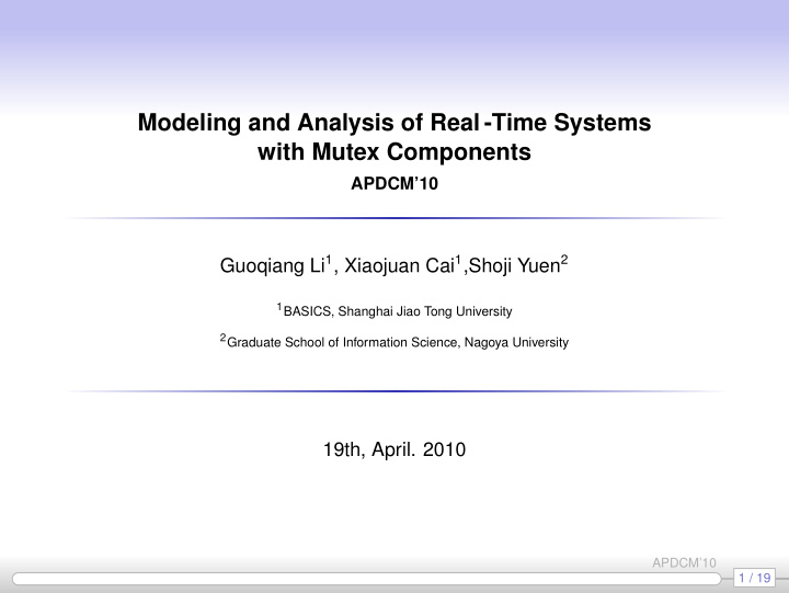 modeling and analysis of real time systems with mutex