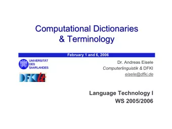 Computational Dictionaries  Computational Dictionaries  &amp; Terminology  &amp; Terminology