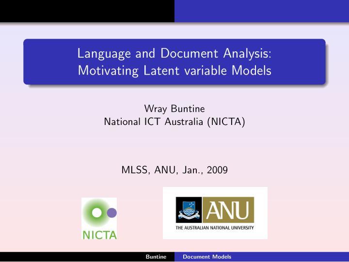 language and document analysis motivating latent variable