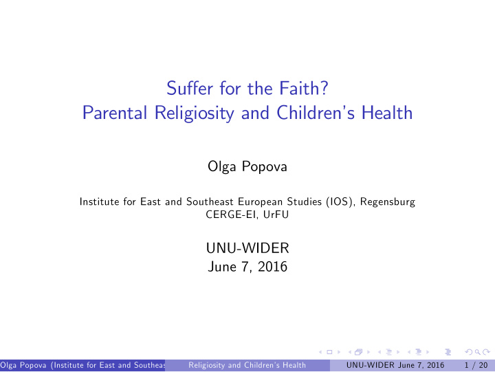 suffer for the faith parental religiosity and children s
