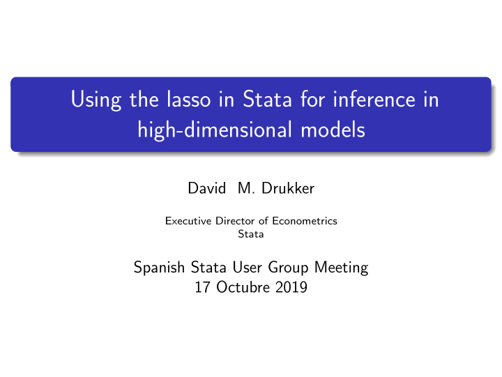 using the lasso in stata for inference in high