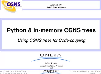 Python &amp; In-memory CGNS trees  Using CGNS trees for Code-coupling  Marc Poinot  Computational