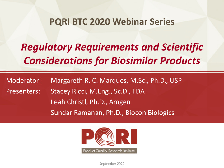 regulatory requirements and scientific considerations for