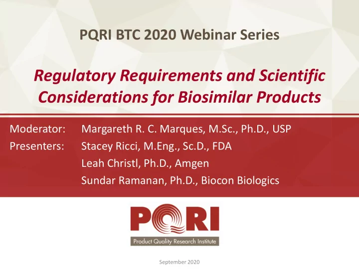 regulatory requirements and scientific considerations for