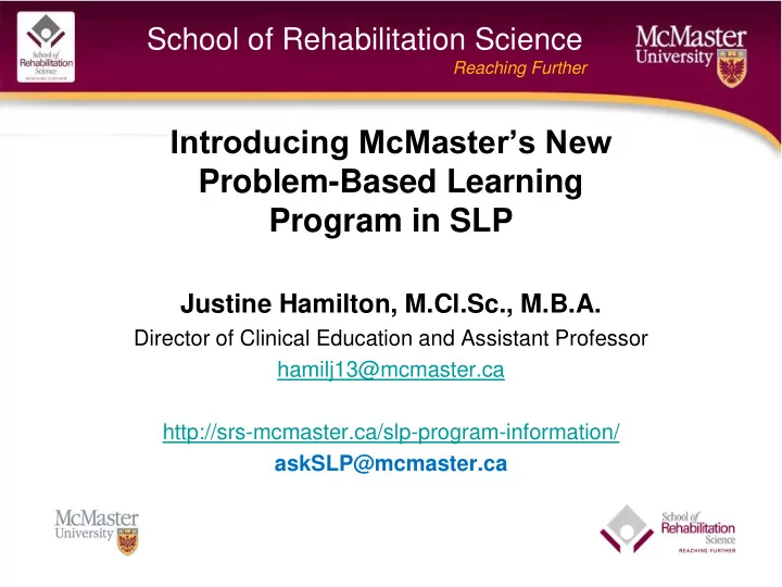 introducing mcmaster s new problem based learning program