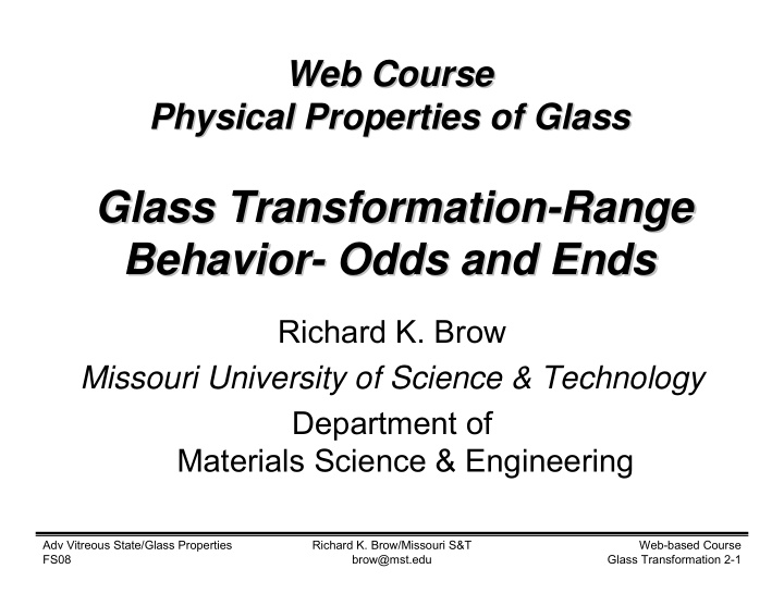 glass transformation range range glass transformation