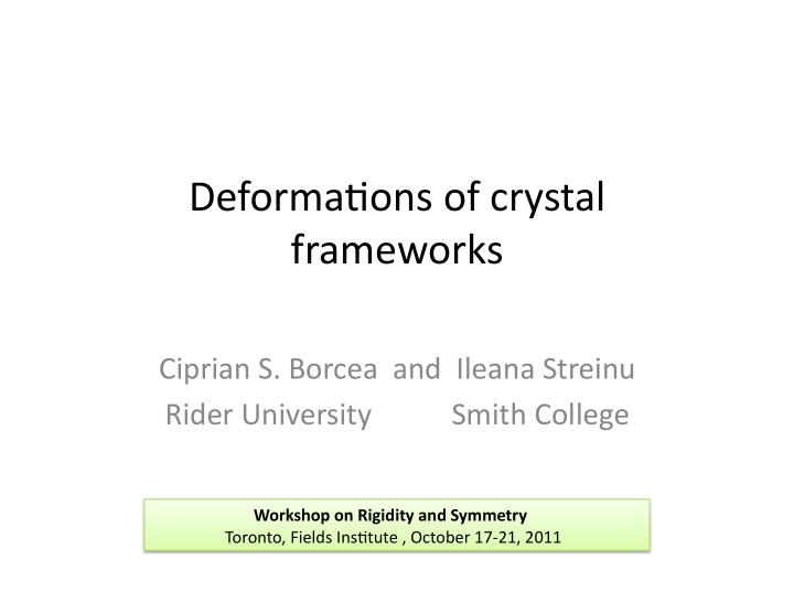 deforma ons of crystal frameworks