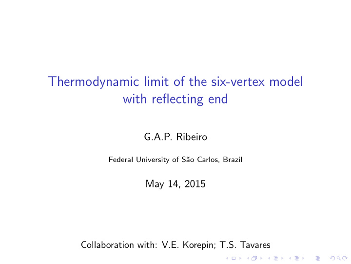 thermodynamic limit of the six vertex model with