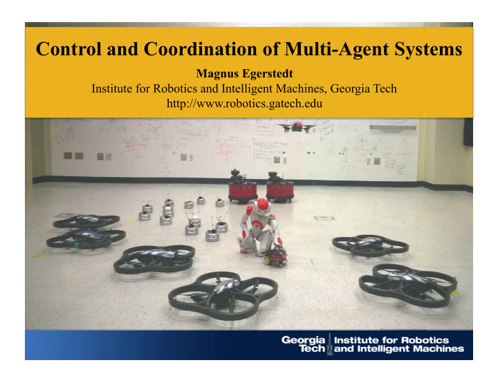 control and coordination of multi agent systems