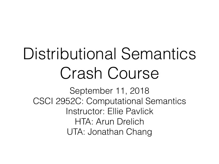 distributional semantics crash course