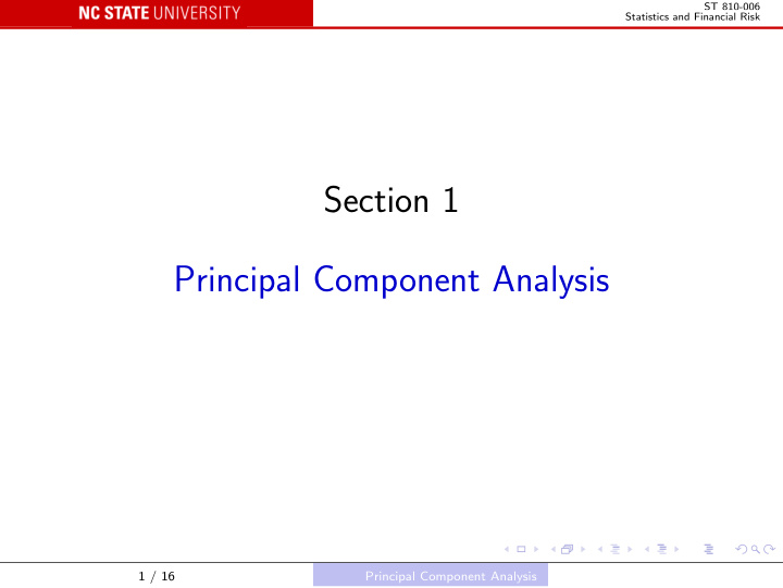 section 1 principal component analysis