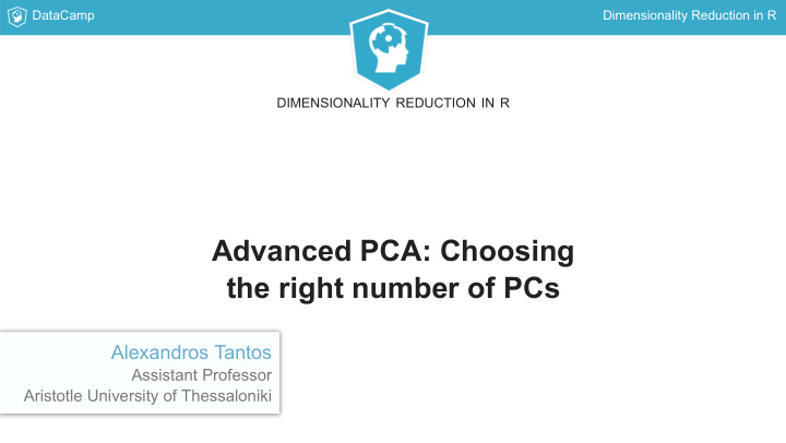 advanced pca choosing the right number of pcs