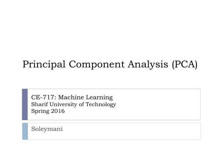 principal component analysis pca