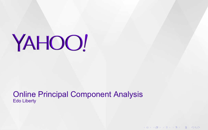 online principal component analysis