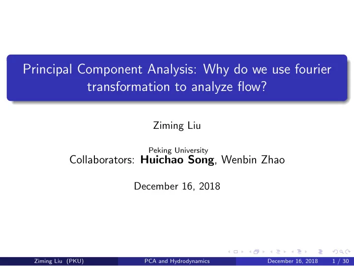 principal component analysis why do we use fourier