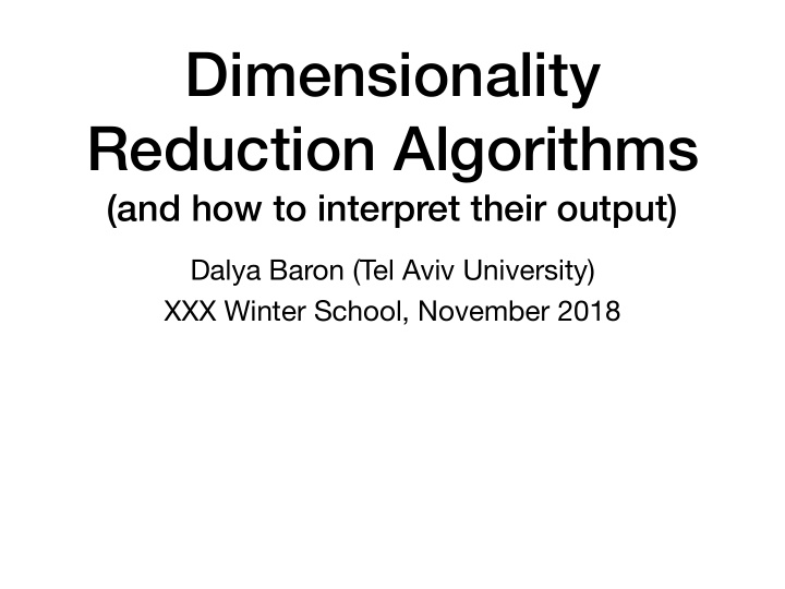 dimensionality reduction algorithms