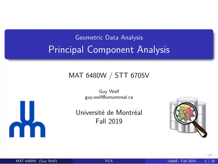 principal component analysis