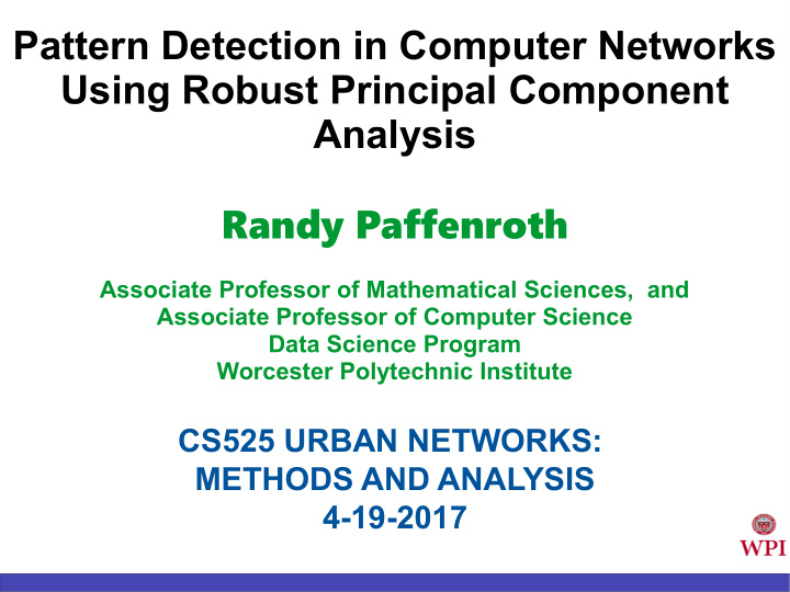 pattern detection in computer networks using robust