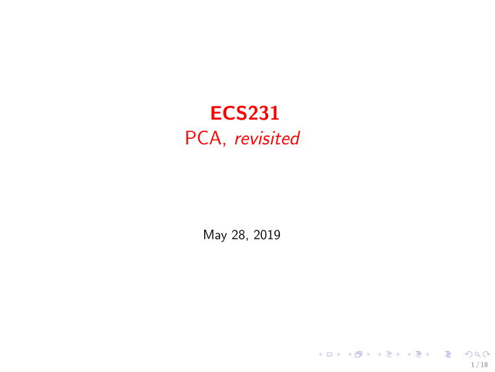 ecs231 pca revisited