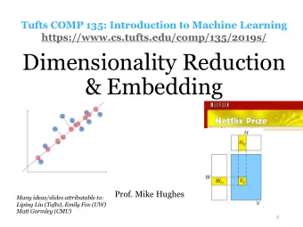Dimensionality Reduction  &amp; Embedding  Prof. Mike Hughes  Many ideas/slides attributable to: