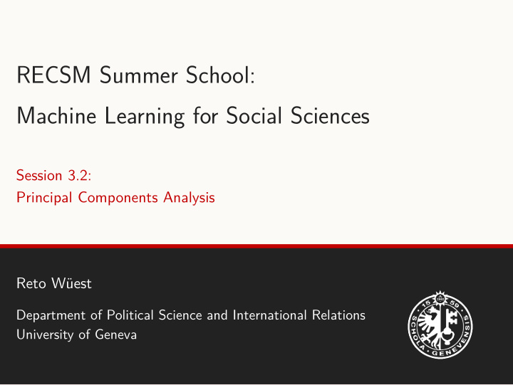 recsm summer school machine learning for social sciences