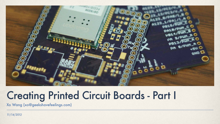 creating printed circuit boards part i