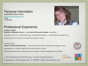 Personal Information BONAVENTURA PAOLA bonaventura.paola@gmail.com  Italian  01/02/1987