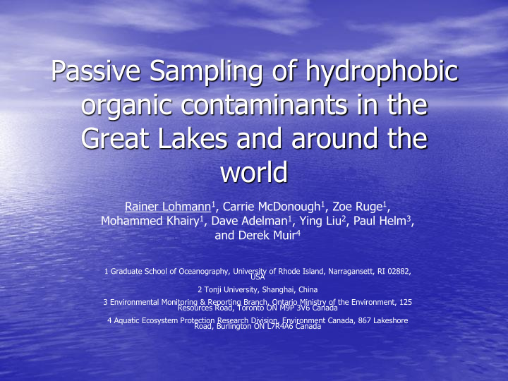 passive sampling of hydrophobic organic contaminants in