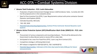 AC  ACC-DTA  Comba  bat S  System  ems Di  Division  on  Abrams Tank Production - PCO: Justin