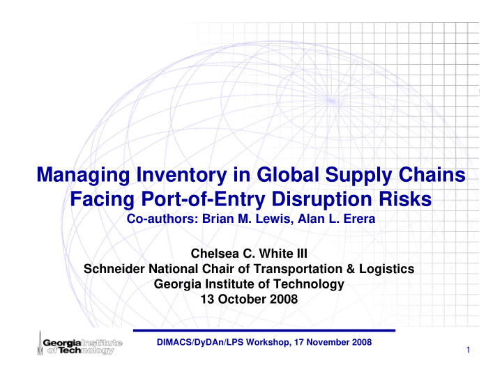 managing inventory in global supply chains facing port of