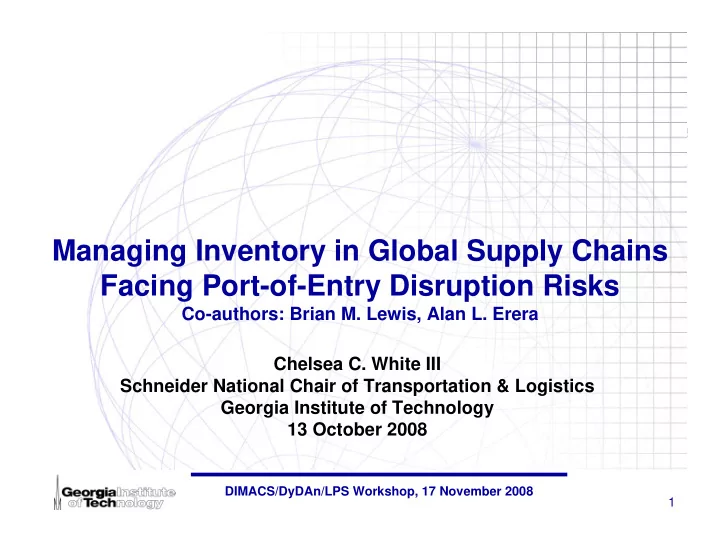 managing inventory in global supply chains facing port of