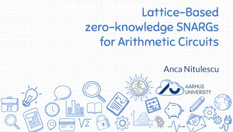 Lattice-Based  zero-knowledge SNARGs  for Arithmetic Circuits  Anca Nitulescu  Outline  C  The