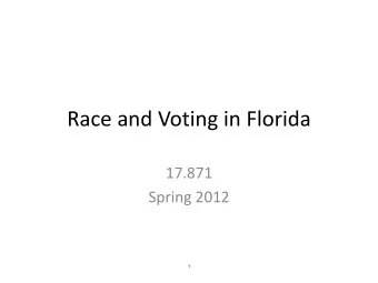 Race and Voting in Florida  17.871  Spring 2012  1  Hypothetical Statistics about Voting  Pct.