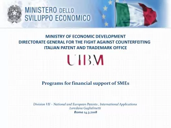 MINISTRY OF ECONOMIC DEVELOPMENT  DIRECTORATE GENERAL FOR THE FIGHT AGAINST COUNTERFEITING  ITALIAN